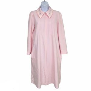 Vintage Sears Ultra Plush Womens Small Robe Pink Floral Long Sleeve Housecoat